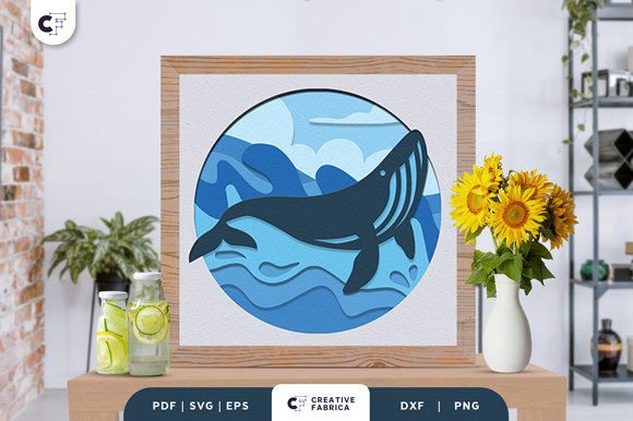 Download Whale Underwater 3D Shadow Box SVG - Whale underwater 3d shadow box Collection