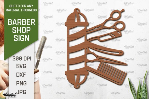 Download Wood Barber Shop Sign Laser Cut - Shop sign Collection