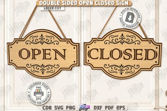 Download Double-Sided Open Closed Sign Laser Cut - Premium Resources