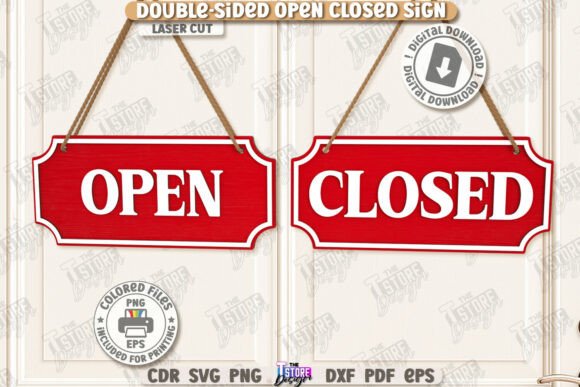 Download Double-Sided Open Closed Sign Laser Cut - Premium Resources