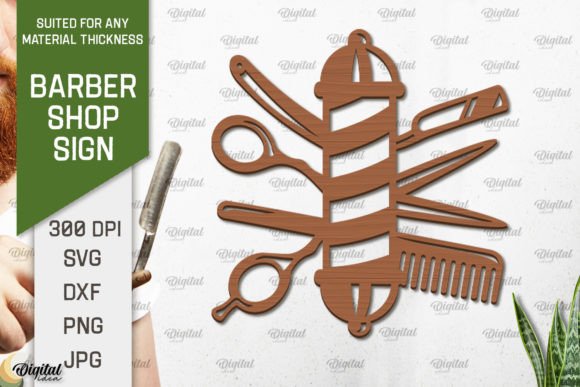 Download Wood Barber Shop Sign Laser Cut - Shop sign Collection
