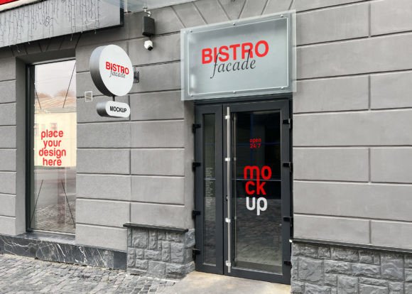 Download Bistro Facade Mockup - Facade mockup Collection