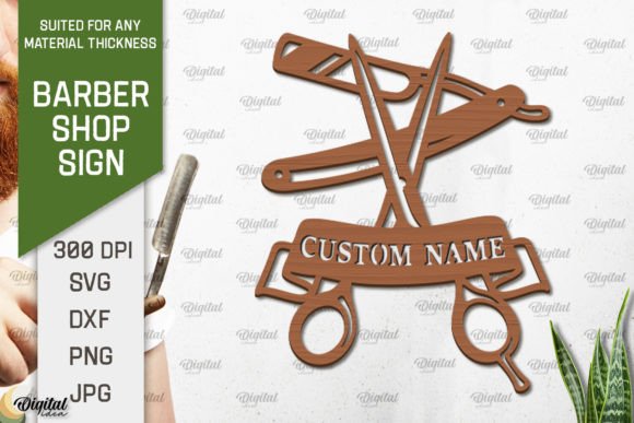 Download Wood Barber Shop Sign Laser Cut - Shop sign Collection